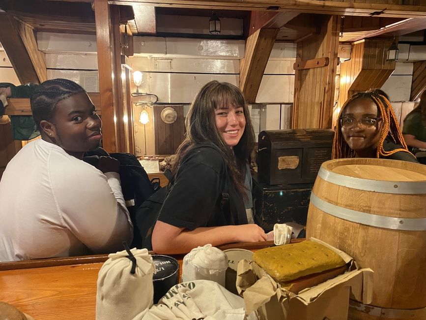 Students pose for a photo on the Jeanie Johnston