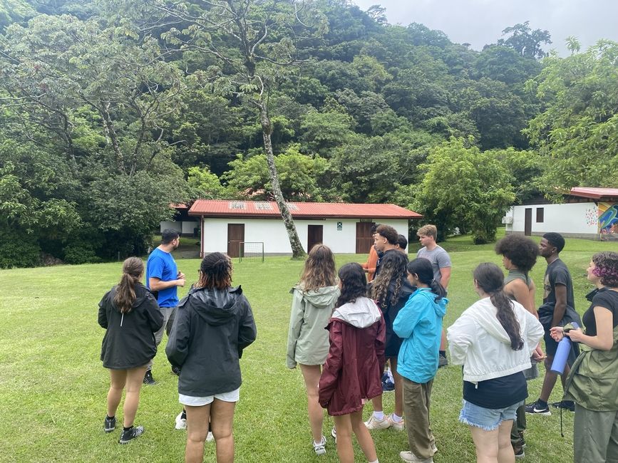 Students learned about the campus on a walking tour.