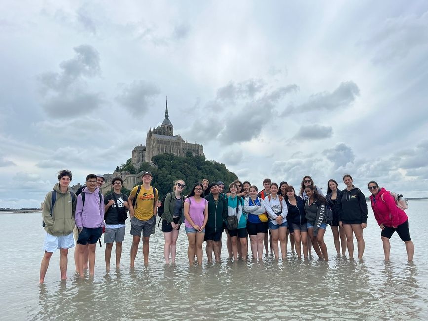 Language and Culture students in the Bay of Mont St Michel