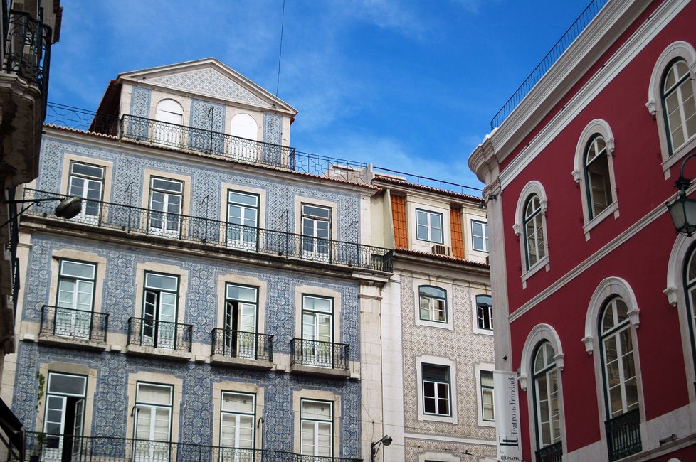 Buildings in Lisbon with a tile façade