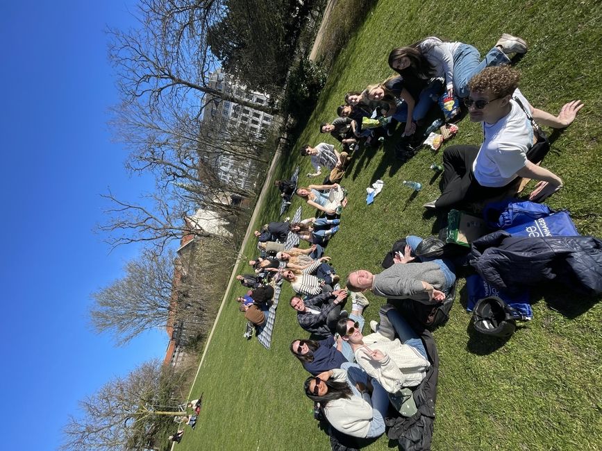 Enjoying the Danish sun with yummy cake and a game of kings game 