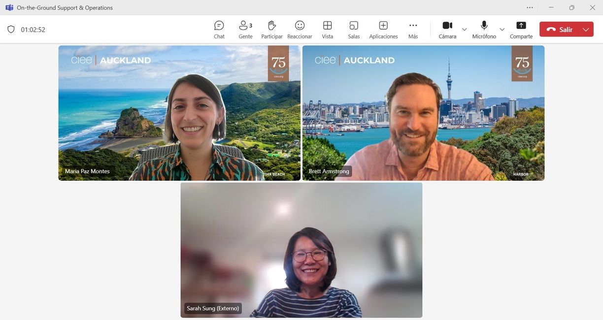 Virtual meeting between CIEE Auckland staff and University of Auckland’s Sarah Sung.
