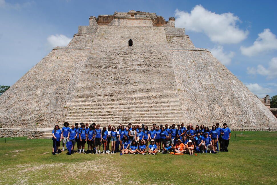 HSSA students stand in front of the largest pyramid of Uxmal