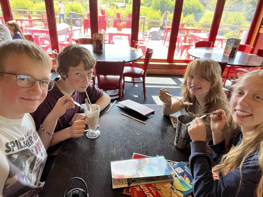 Me with my brother and cousins getting a milkshake