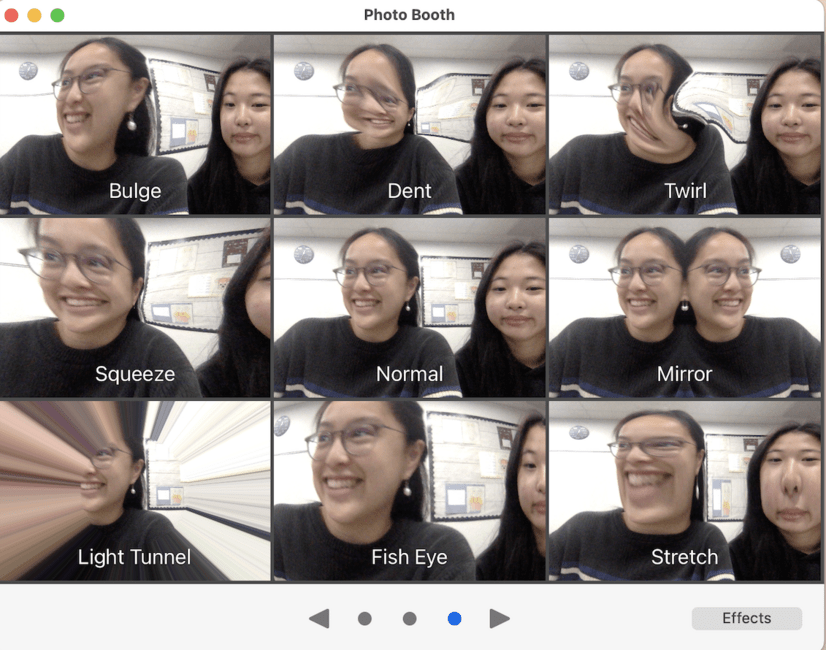 My friend and I are in class and playing around with the camera.