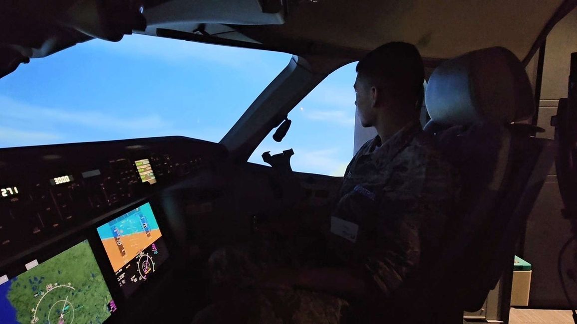 In the front of a Jet Blue Simulator thanks to Civil Air Patrol