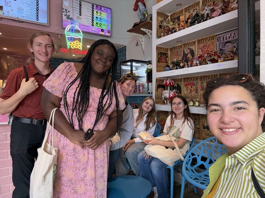 Emiko and friends at a boba shop!
