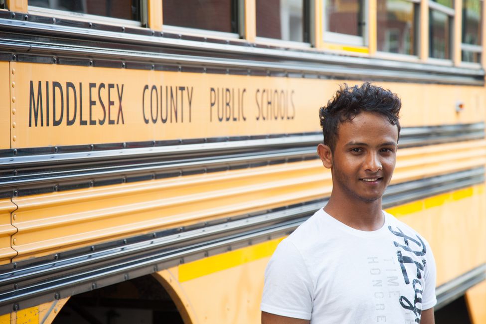 It's common for exchange students to take the bus to school.