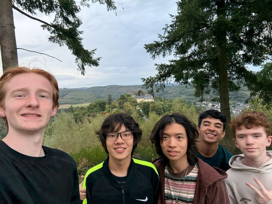 Dominick poses with some of his new friends in Germany.