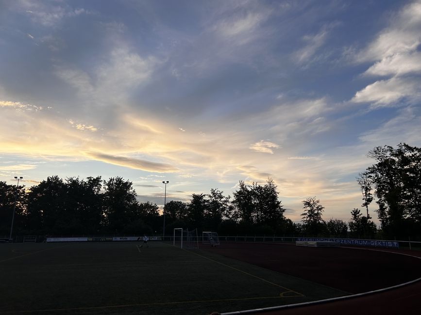 Hanna takes in the view of the track at sunset.