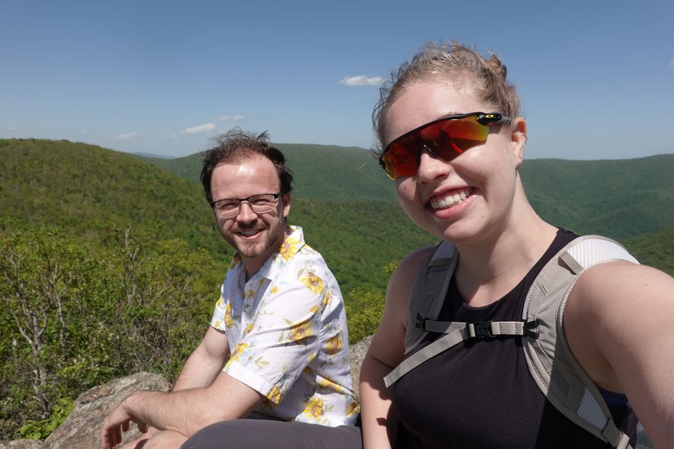 Johan, left, and a friend hiked trails in upstate New York.