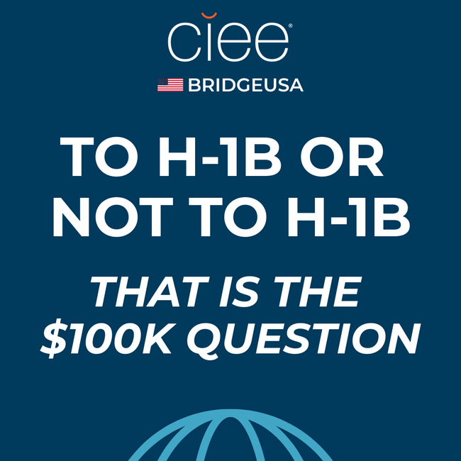 Graphic reads: To H-1B or not H-1B, that is the $100k question