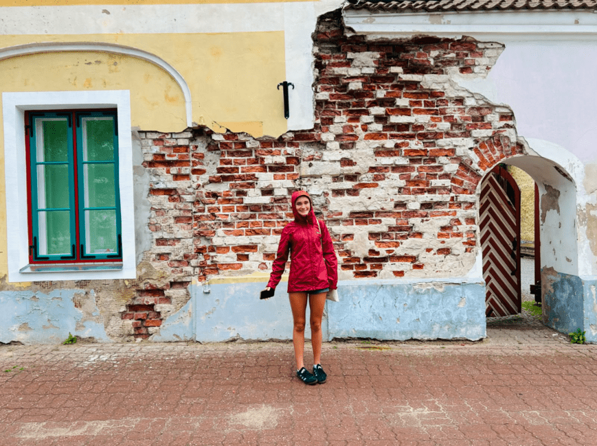 Student in front of Building Parnu Estonia 2026