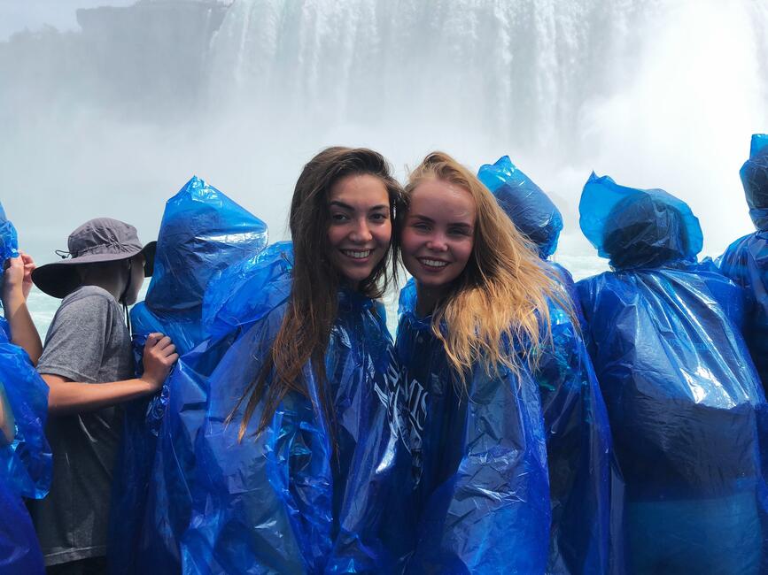 Summer Work Travel participants ride Maid of the Mist, a popular boat tour in Niagara Falls, New York.