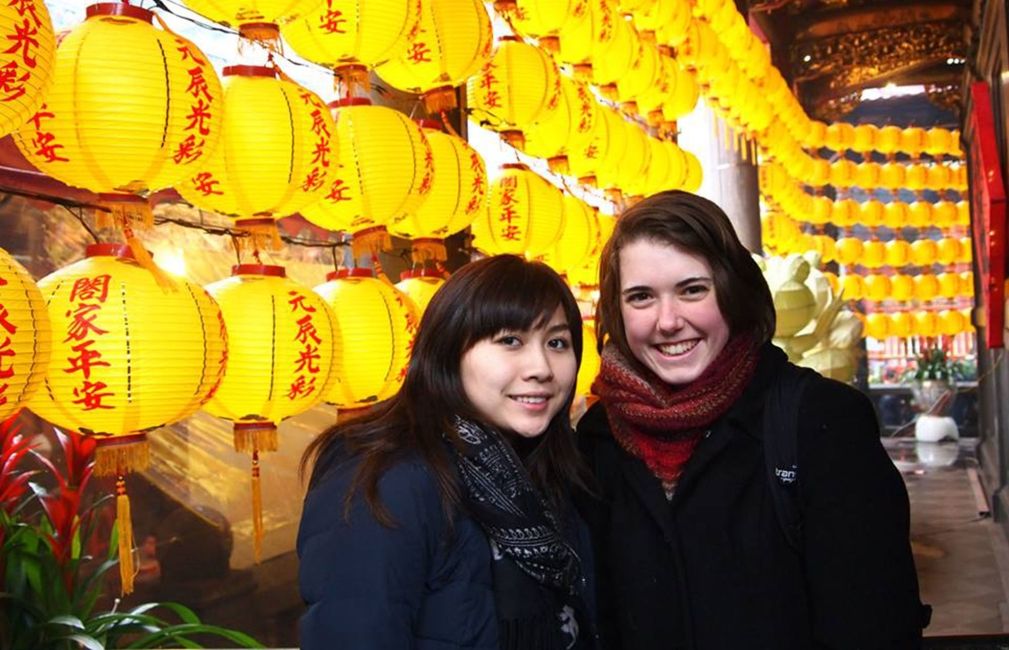 two students at lantern festival