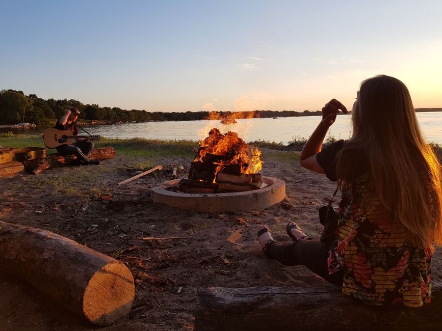 Fire pit at summer camp