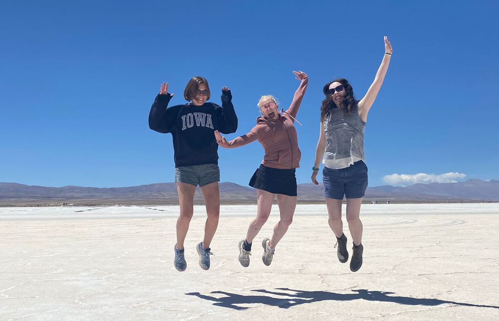 students jumping in buenos aires argentina fall