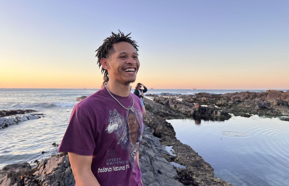 sunset smiling student beach cape town