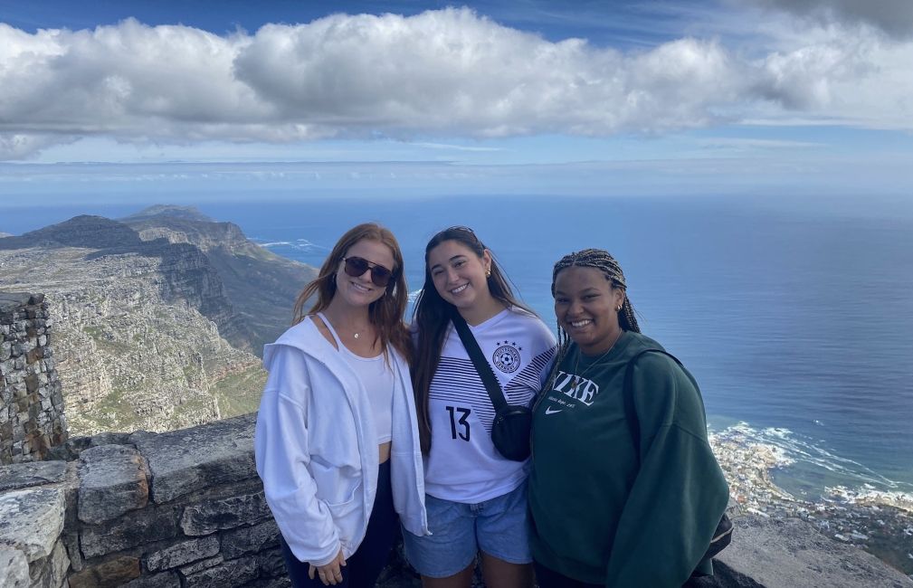 cape town students at lookout smiling