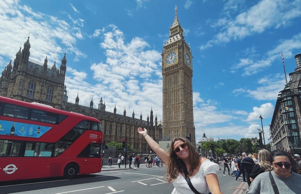 london big ben study abroad student poses