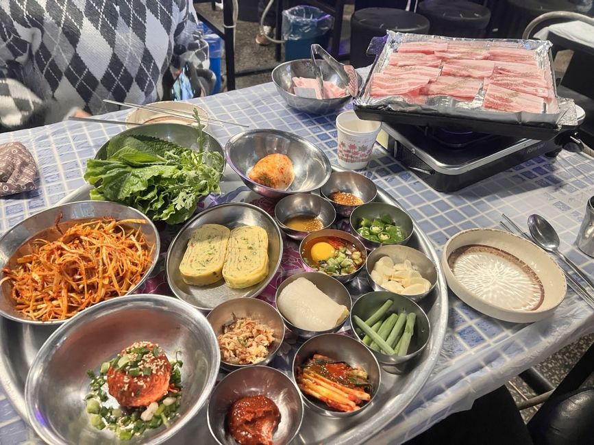 Platters of Korean food in Seoul