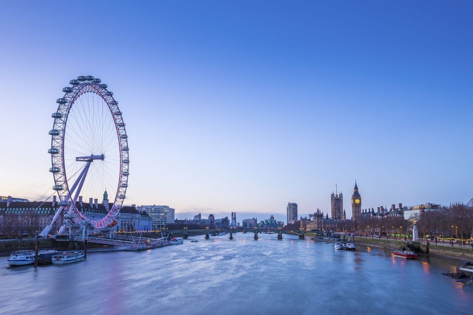 London Eye river at dusk