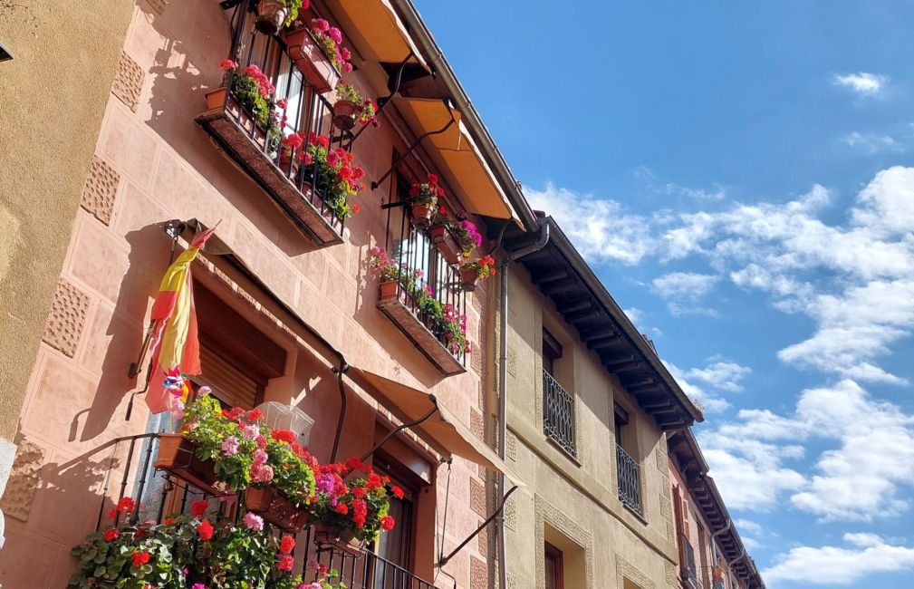 alcala flag flying on building spain