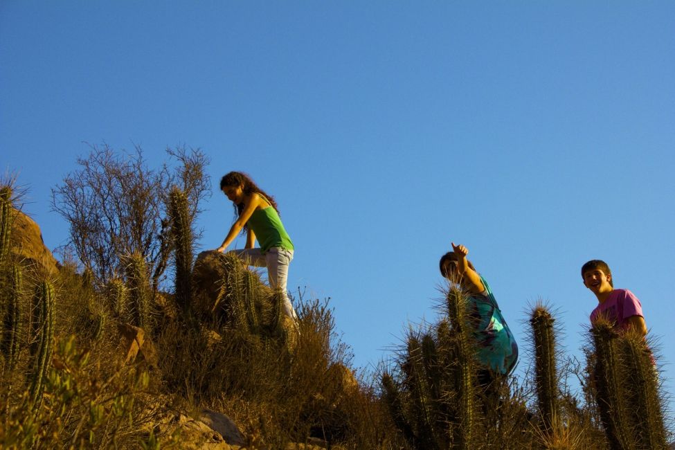 Young people on a hike in Santiago, Chile