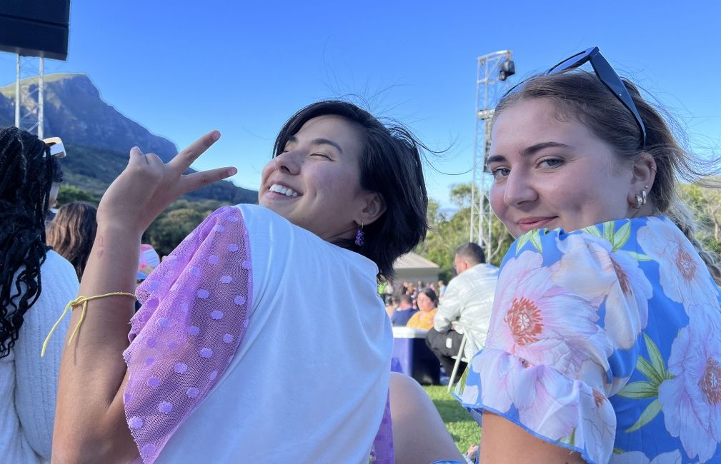 students peace sign cape town