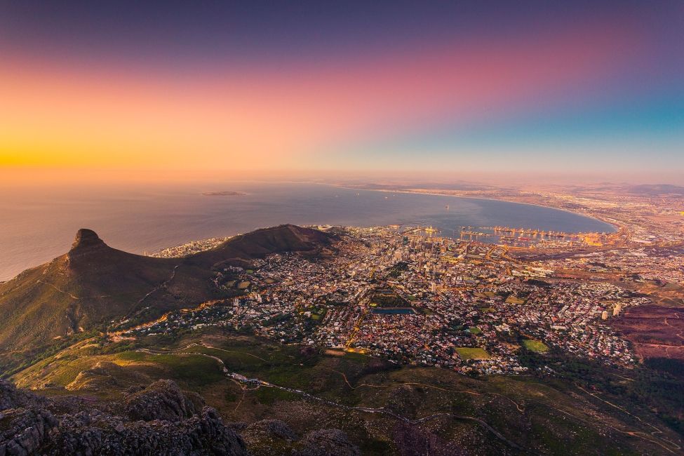Cape Town high aerial at sunset