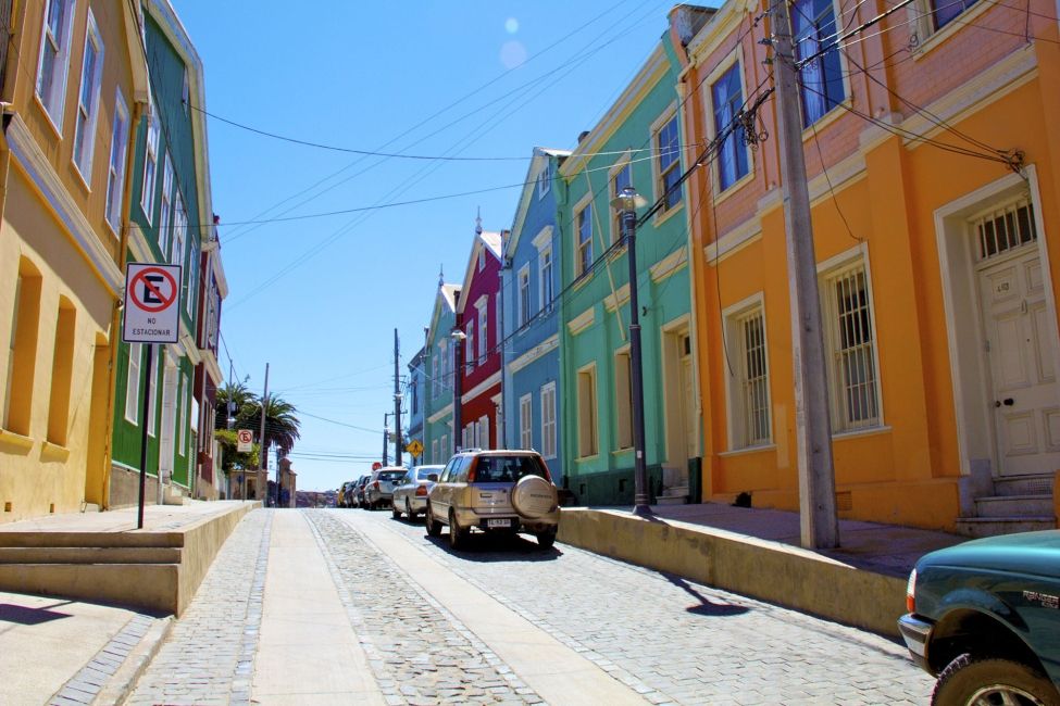 Colorful street in Santiago, Chile