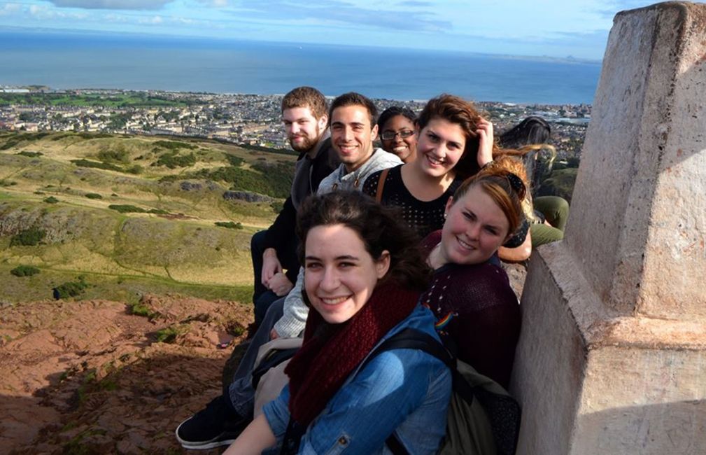 windy day students abroad smile edinburgh