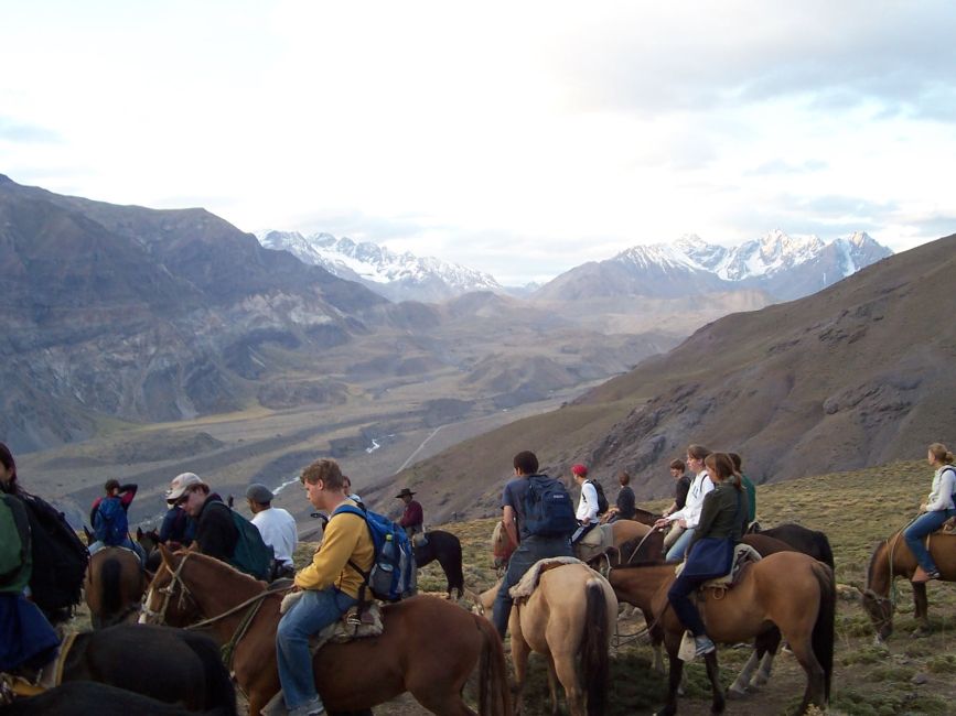 Students on horseback in the mountains of Chile