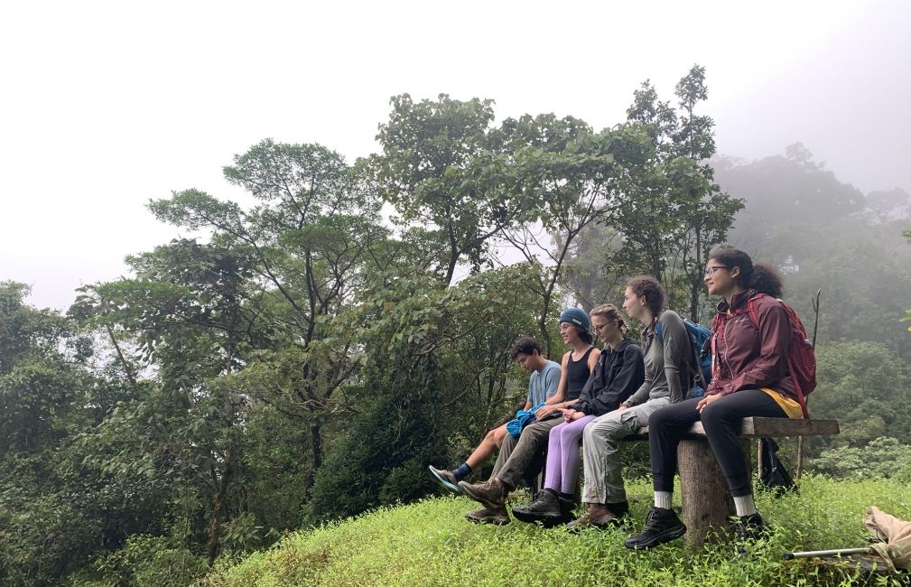 monteverde students look at forest fog
