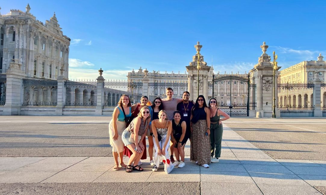 participants in front of gates in Madrid