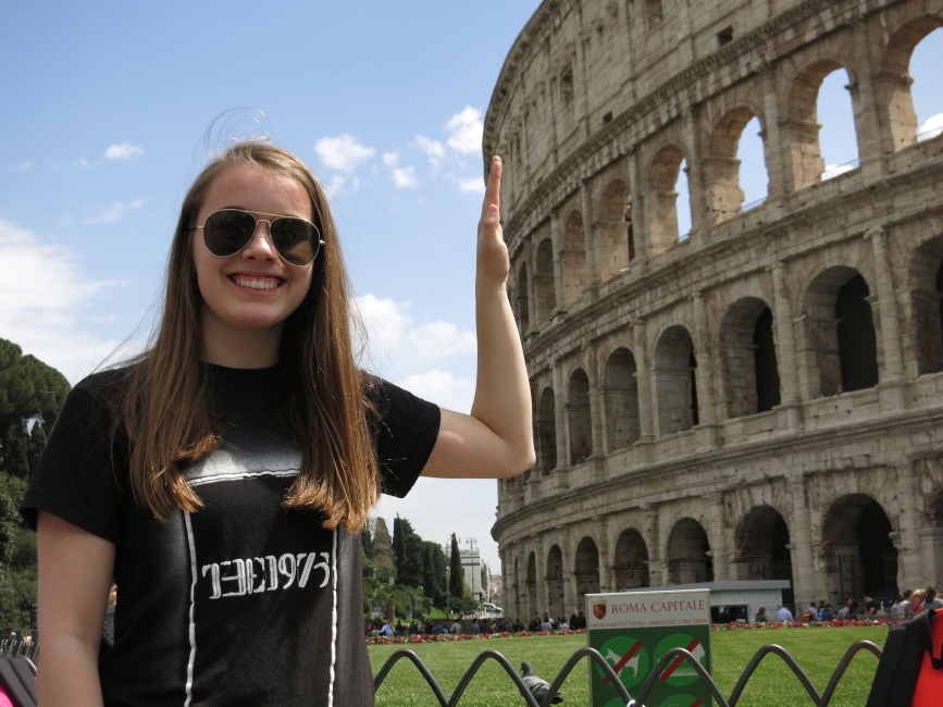 High school student at Colosseum in Rome, Italy