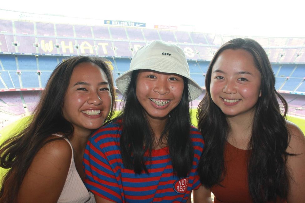 High school students in Barcelona at football stadium