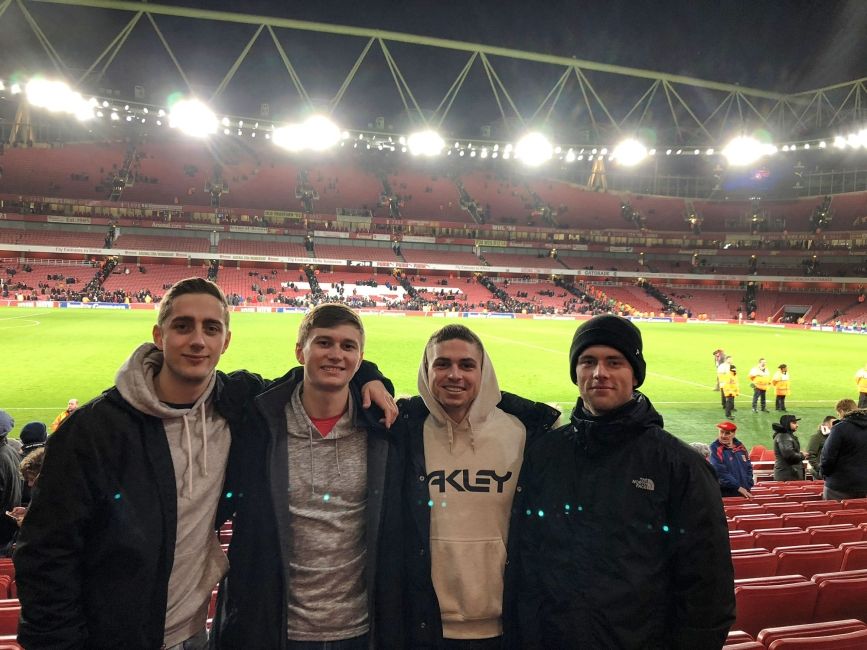 London students at Arsenal soccer match