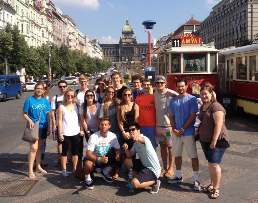 prague student group by cable car