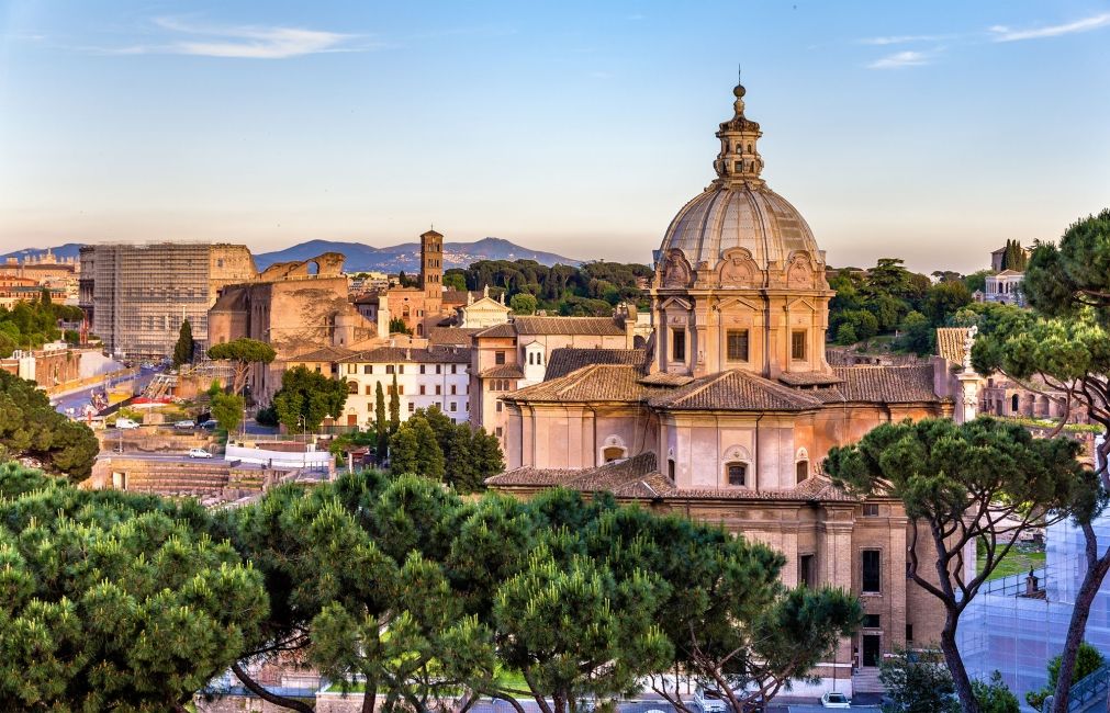 Rome dome trees sunset