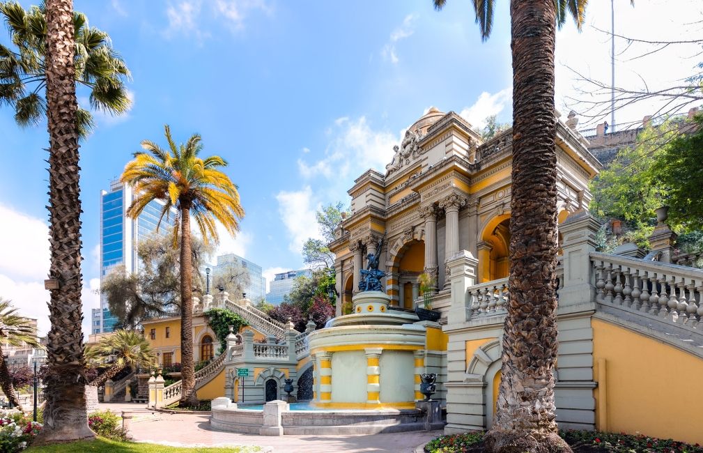 santiago chile fountain sunny day