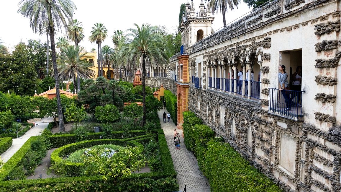 Seville student overlooking a garden