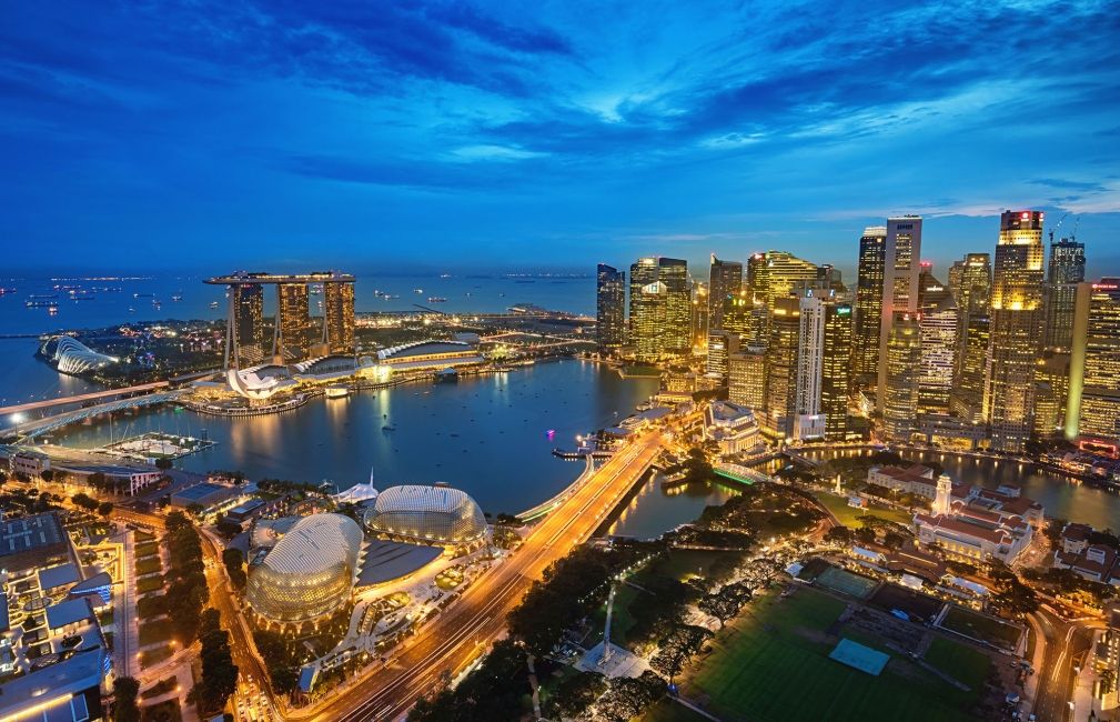 night view aerial singapore