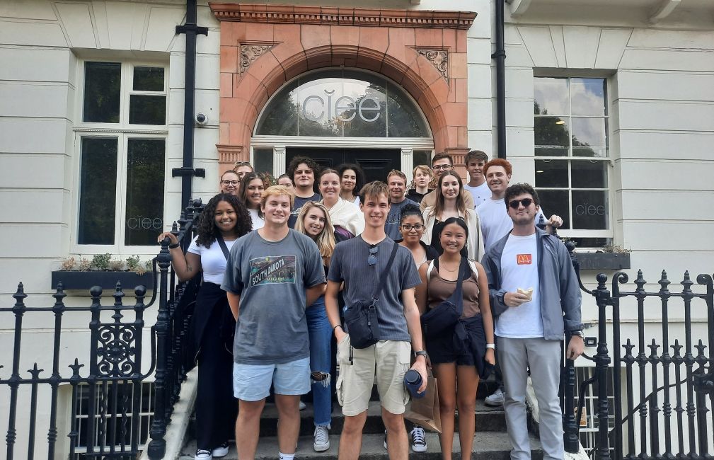 ciee london students in front of office