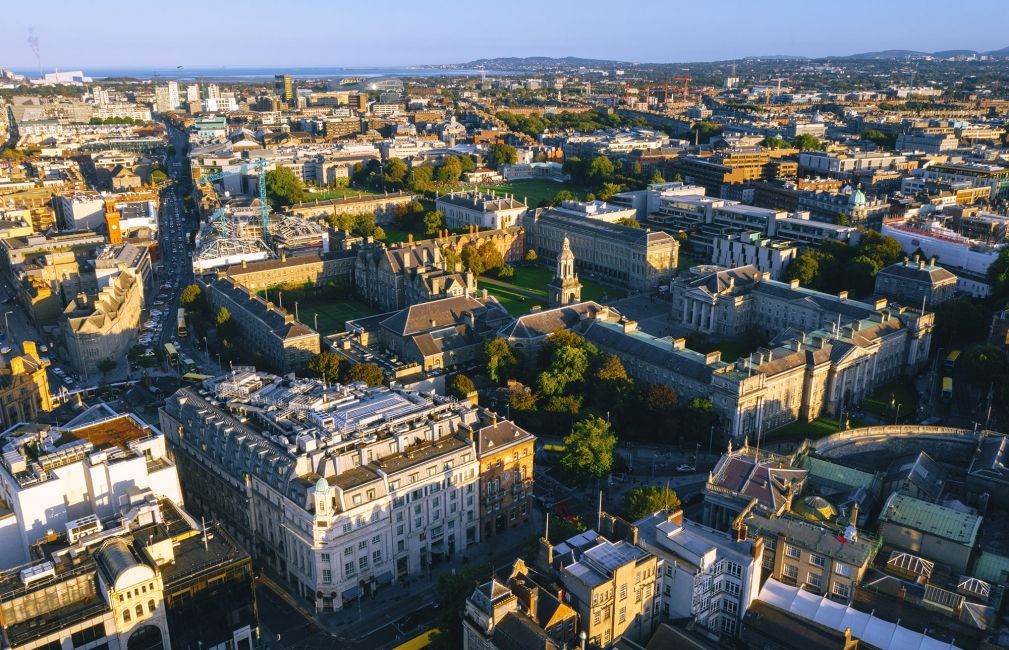 aerial view dublin downtown