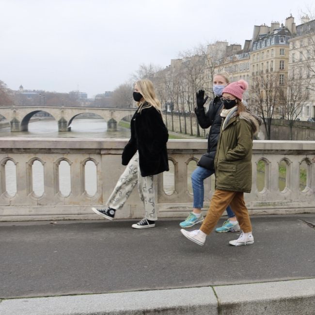 students walking paris france