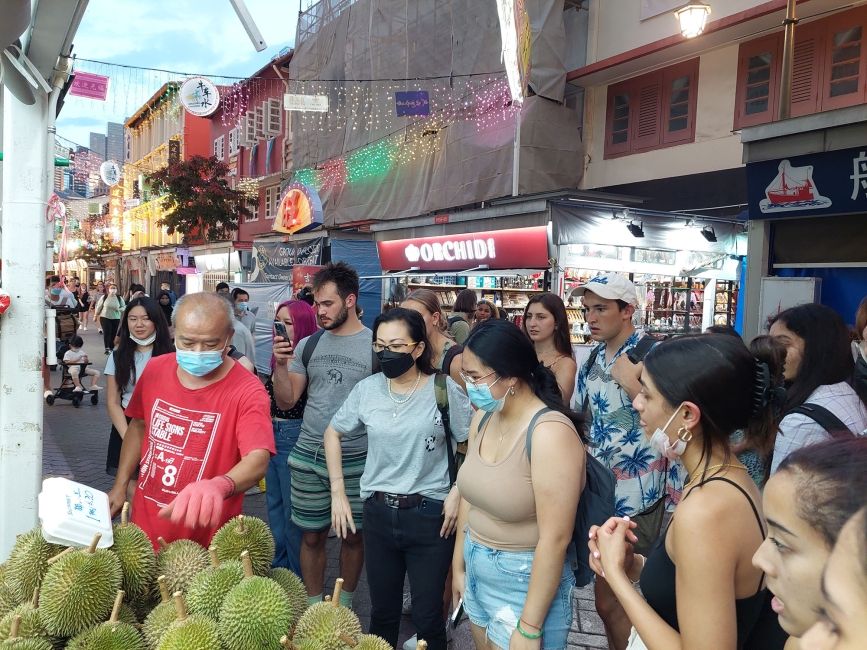 singapore students visiting dorian stand