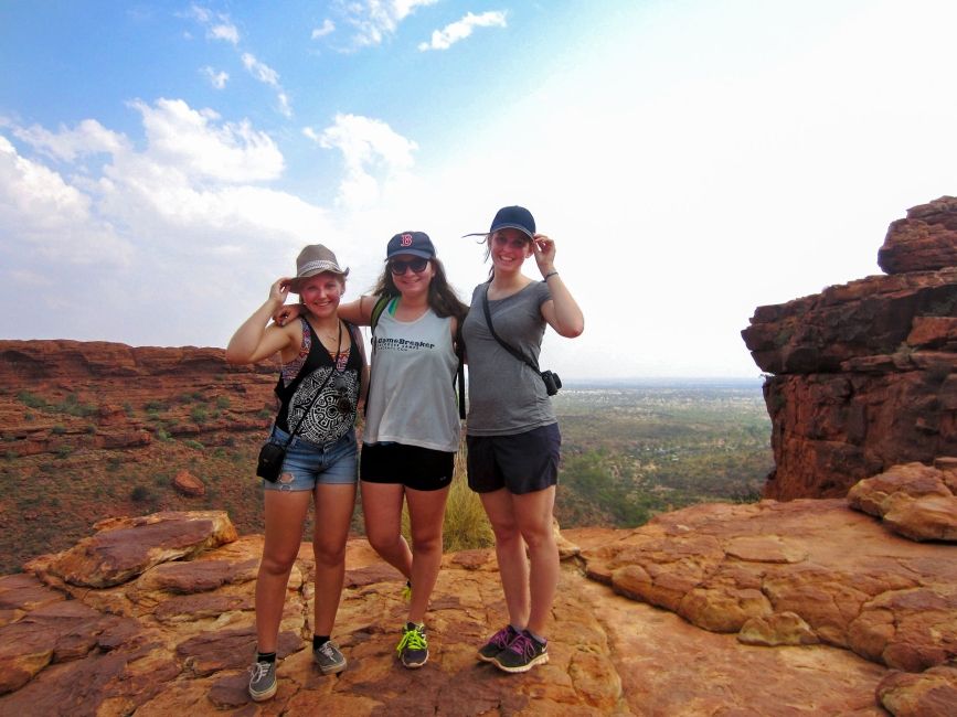 sydney girls hiking on red rocks