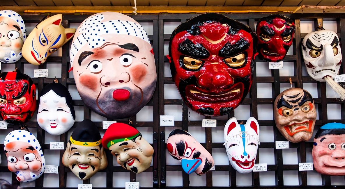 tokyo masks on display wall