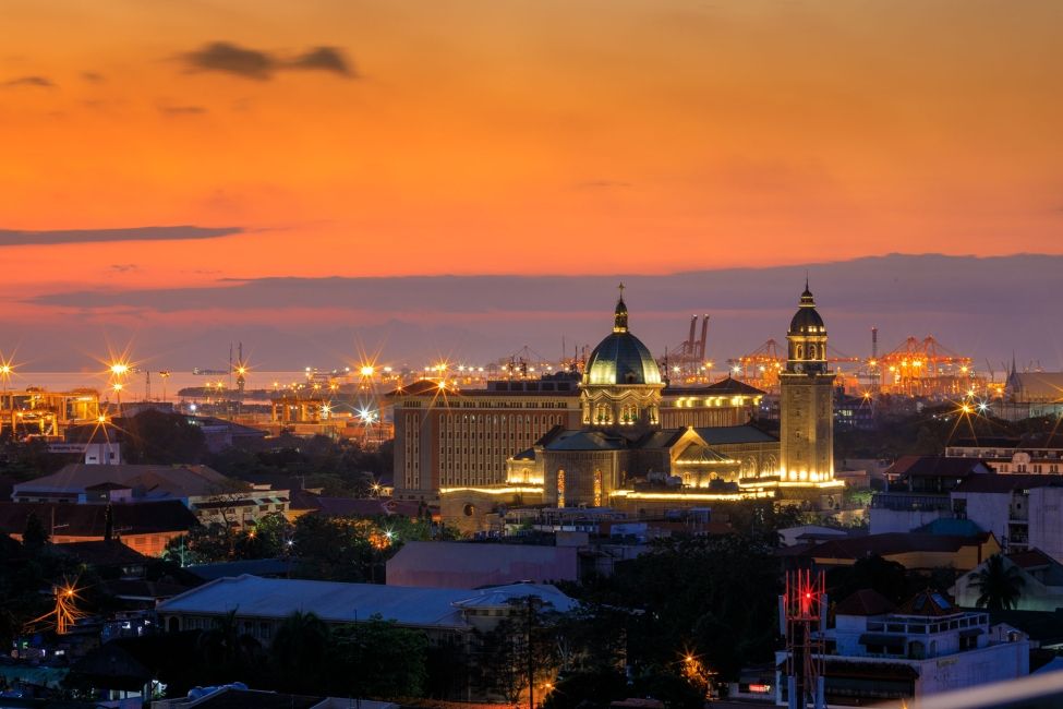 yucatan city at sunset